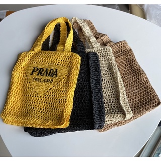 กระเป๋าสานถือ ปราด้า Raffia tote ขนาด | 33*6*38CM การันตีความเหมือนที่สุดให้เลยถ่ายสดจากสินค้าจริง100%