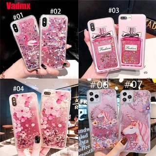 Huawei Y7A P Smart 2021 2020 Honor 10X 30 Lite 9A Nova 7i Case Quicksand Liquid Flamingo Peach Blossom Perfume Bottle Glitter Bling Back Cover