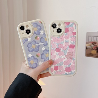 เคส Samsung A23 A33 A13 A03 A03S A12 A71 A11 A53 A52 A52S A32 A22 4G 5G A51 A50 A50S A30S A30 A20 M12 M11 Protect Camera Blue Pink Flowers Phone Soft Case Cover