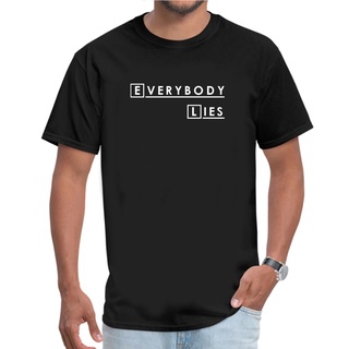 [S-5XL] เสื้อยืดลําลอง สําหรับผู้ชาย แขนสั้น คอกลม พิมพ์ลาย House MD Everybody Lies Hugh Laurie ทรงสลิมฟิต ลดราคา