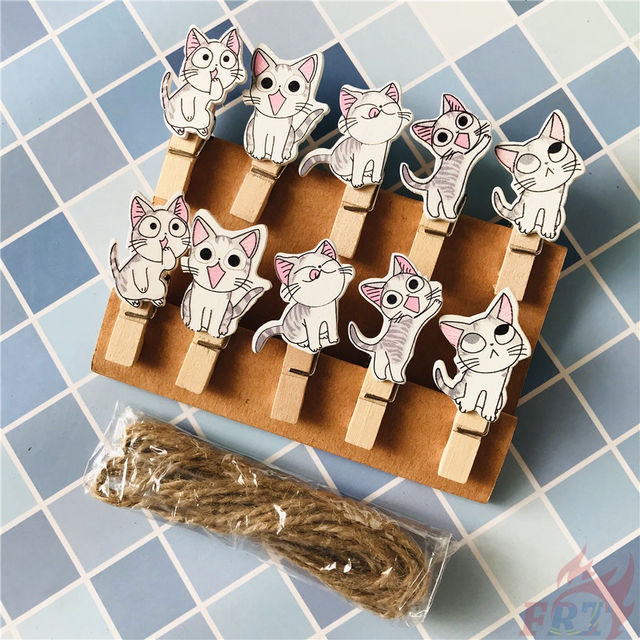 ✨ Stationery - Anime Chi's Sweet Home Mini Wooden Clips 10 ชิ้น 3.5*0.7 ซม. DIY Craft Supplies Postcard