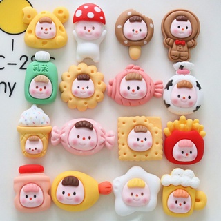 10 ชิ้น / แพ็ค ตุ๊กตาน่ารัก คุกกี้ ไข่เจียว ชิป เห็ด เรซิน ด้านหลังแบน Diy สมุด เคสโทรศัพท์ ตกแต่งขวดน้ํา