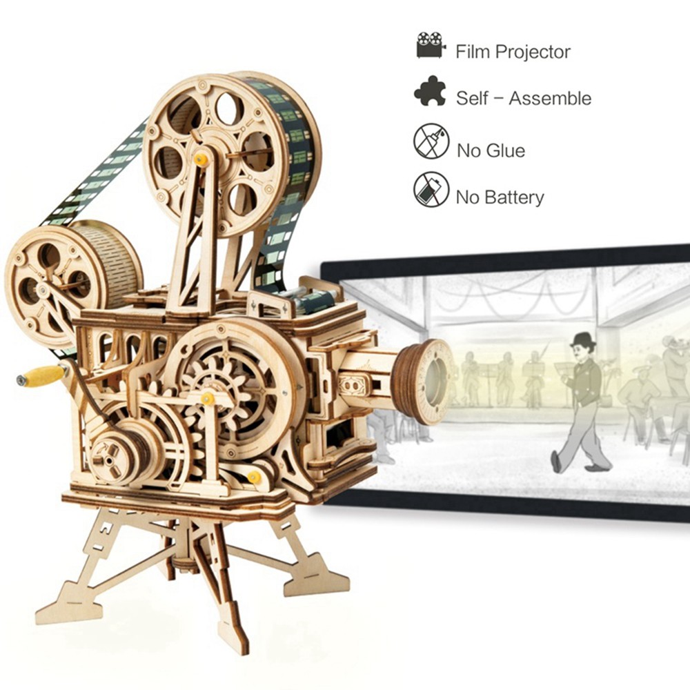 Robotime 3 D Wooden Blocks Diy Film Projector ของเล่นตัวต่อสําหรับเด็ก ...
