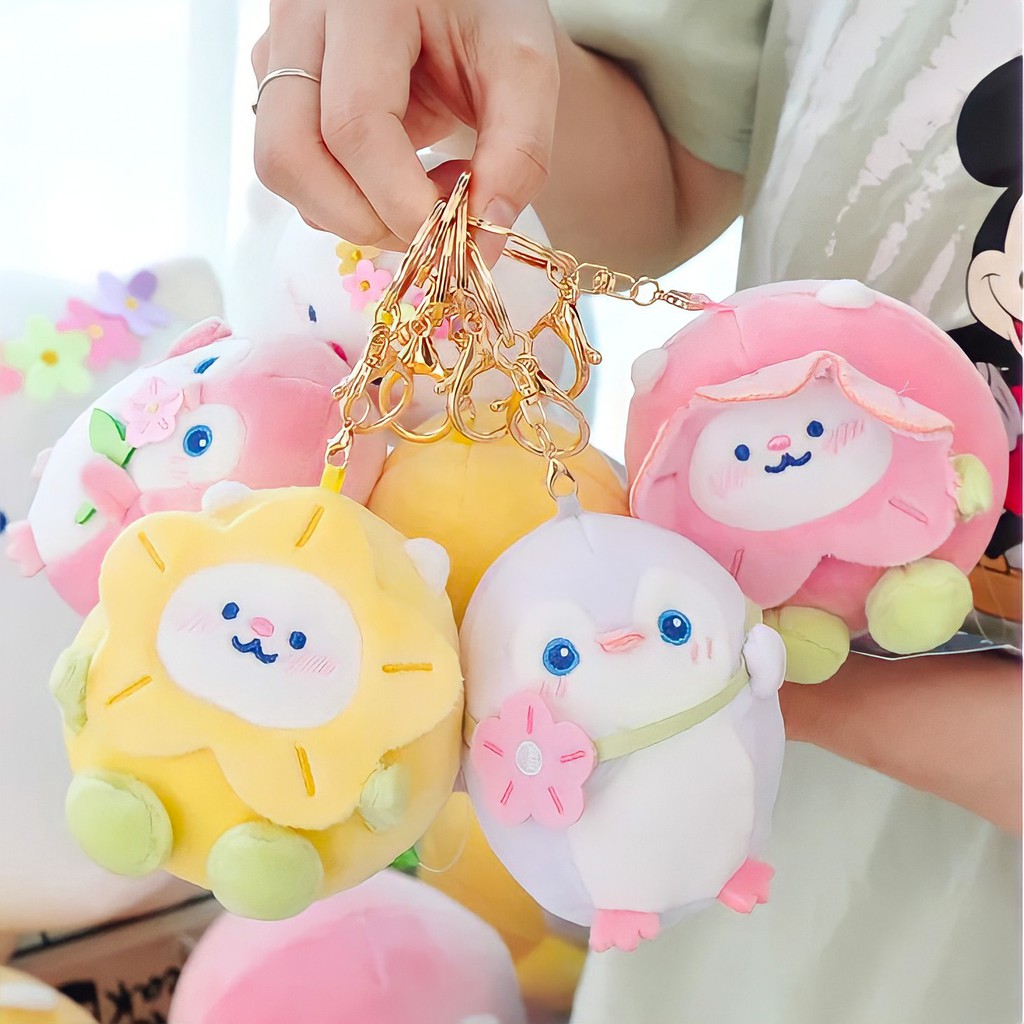 (พร้อมส่ง) พวงกุญแจ ตุ๊กตา Kepelon เนื้อนุ่ม 10cm รุ่น เพนกวินน้อย & น้องหมีขาว โซ่ห่วงทอง คุณภาพดี