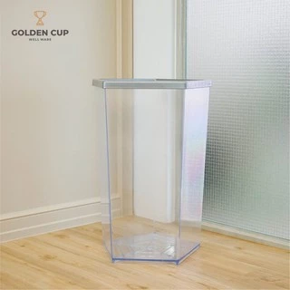 GOLDEN CUP ถังขยะพลาสติกใส ถังขยะห้าง หนา ห้าเหลี่ยม 56 ลิตร รุ่น AG3256
