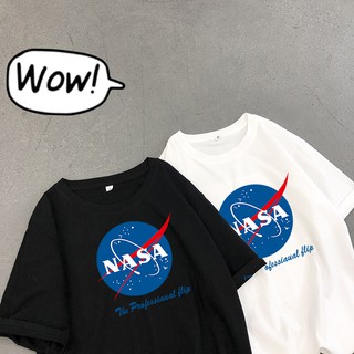 ผ้าคอตตอน 100% ⚡️NASA ลายนาซ่าฮิปฮอปแห้งเร็วเสื้อยืดผ้าฝ้ายคาปัสผู้ชายและผู้หญิงเสื้อยืดสตรีทนักเรียนคู่รักแขนสั้นขนาดบวก