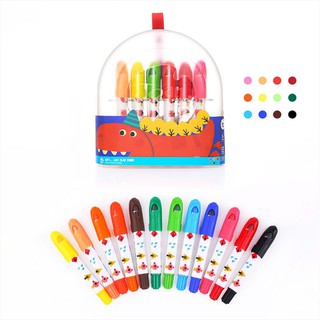 Transparent Plastic box Silky Crayon 12 Colors – ดินสอสีเทียนปลอดสารพิษ 12 สี