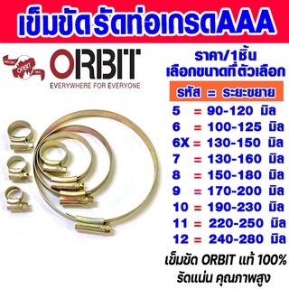 เข็มขัดรัดท่อ ออร์บิท 5"-12" เข็มขัดรัดท่อ เข็มขัดรัดสายยาง แหวนรัด กิ๊ปรัดสายยาง กิ๊บรัดท่อ รัดท่อ สายรัด ORBIT ABP