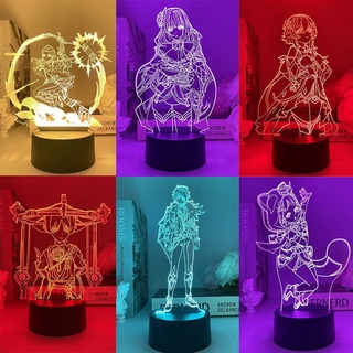 Genshin โคมไฟกลางคืน LED รูปการ์ตูนอนิเมะ Beelzebul Aloy Sayu Kaeya 3D ชาร์จ USB ของขวัญคริสต์มาส