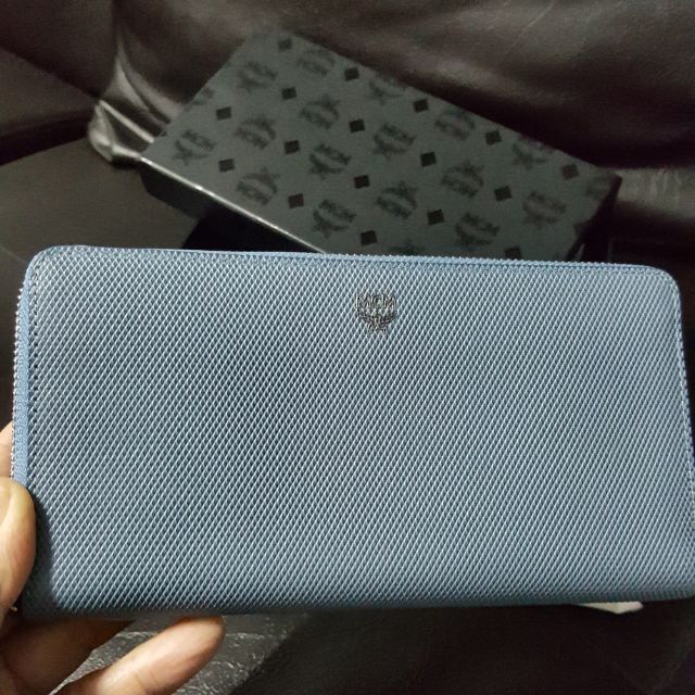 MCM Blue Large Milla Zip Wallet