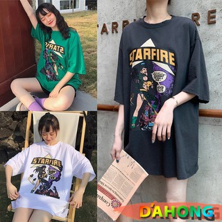 Dahong 💖 เสื้อยืดแขนสั้น oversize เสื้อผ้าเกาหลีผู้หญิง เสื้อแฟชั่นสาวอวบ พิมพ์ลาย สกรีนลาย เนื้อผ้า นิ่ม  พร้อมส่ง0012