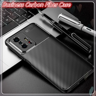 เคสโทรศัพท์ด้วงคาร์บอนไฟเบอร์ TPU ซิลิโคนกันกระแทกป้องกันกลับนุ่มปลอก Xiaomi Mi 11T Pro 11TPro