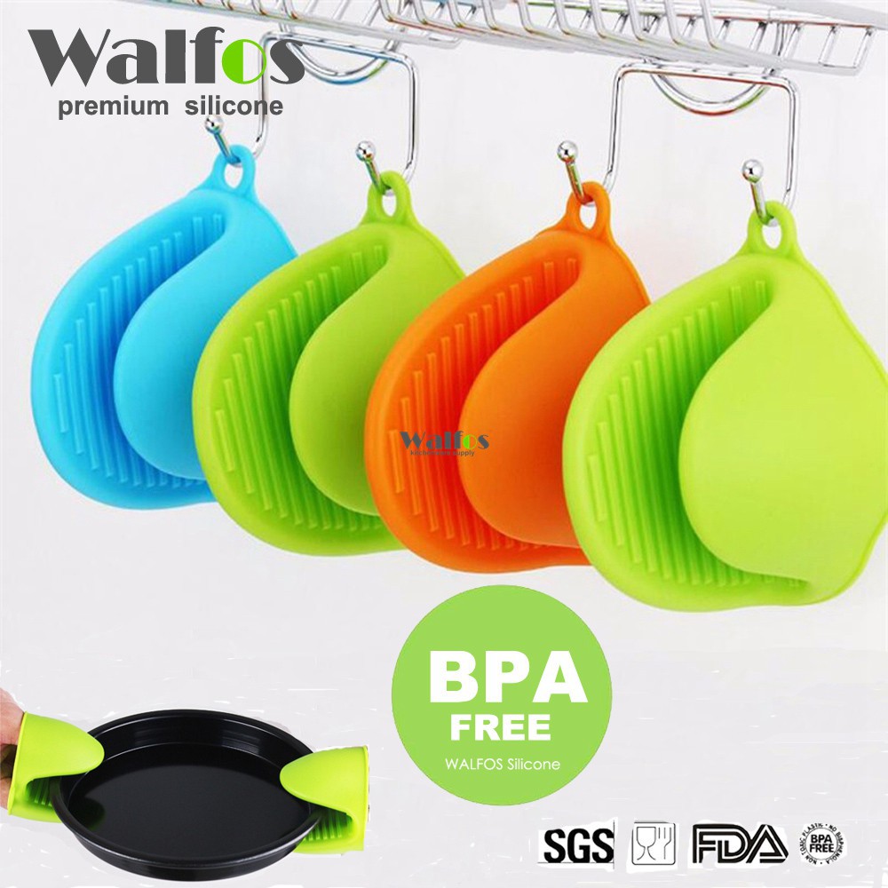 WALFOS 1Pc ซิลิโคนถุงมือป้องกันน้ำร้อนลวก คลิปหม้อความร้อนฉนวน ถุงมือเตาอบไมโครเวฟ คลิปหนีบหม้อร้อน