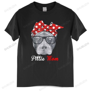 เสื้อยืดผ้าฝ้ายพรีเมี่ยม เสื้อยืดผ้าฝ้าย พิมพ์ลาย Pittie Mom แฟชั่นฤดูร้อน สําหรับผู้ชาย