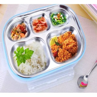 Adult bento box กล่องข้างพกพาสแตนเลส 5 หลุม