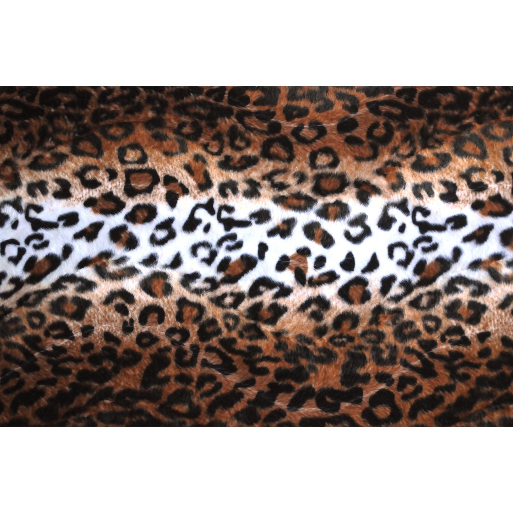 ผ้าเมตร ผ้าขนสัตว์เทียม ผ้าลายเสือดาว จุดดำบนพื้นสีน้ำตาล เนื้อหนานุ่ม Tiger Faux Fur