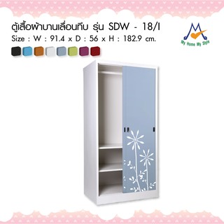 ตู้เสื้อผ้าเหล็กบานเลื่อนทึบ รุ่น SDW-18/IM มีลาย / KIO (โปรดสอบถามค่าบริการก่อนนะคะ)