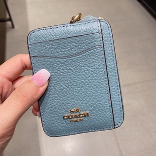 พร้อมส่ง แท้ 🇺🇸💯% New คล้อง ZIP CARD CASE (COACH 6303) IM/MARINE  อะไหล่ทอง