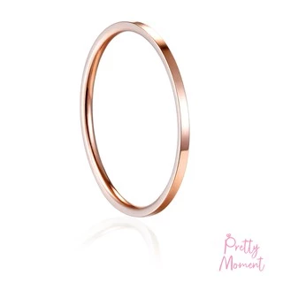 Pretty Moment แหวนนิ้วก้อย แหวนความรัก และ การเงิน บาง 1 mm แบบเหลี่ยม สแตนเลส ไม่บิด ไม่เบี้ยว แข็งแรง ทนทาน ของขวัญ