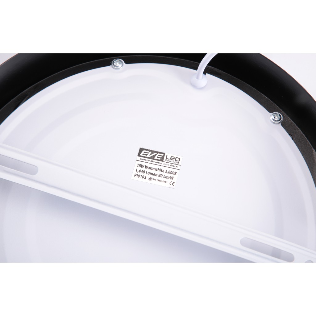 EVE โคมดาวน์ไลท์ โคมติดลอย โคมไฟติดเพดาน แอลอีดี LED หน้ากลม ขอบดำ 18W 24W แสงเหลือง วอร์มไวท์ 3000K - รูปที่ 4