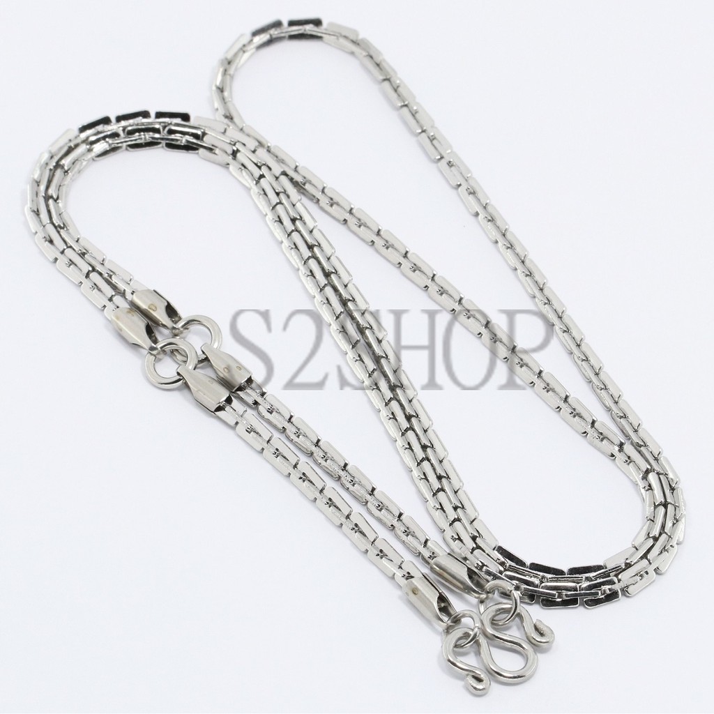 s2shop สร้อยคอสแตนเลสแท้ สร้อยคอพระ ห้อยพระได้ 3 องค์ ความกว้าง 3 มม.No.5345