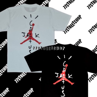 คอตต้อนคอกลมเสื้อยืด Air Jordan x Travis Scott T-Shirt 100% CottonStreet Rap พิมพ์ Hip Hop ลำลองหลวมแขนสั้นS-5XL