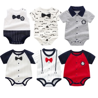 0-12 เดือน เด็กทารก แขนสั้น สุภาพบุรุษ romper baby soft romper 100% cotton romper