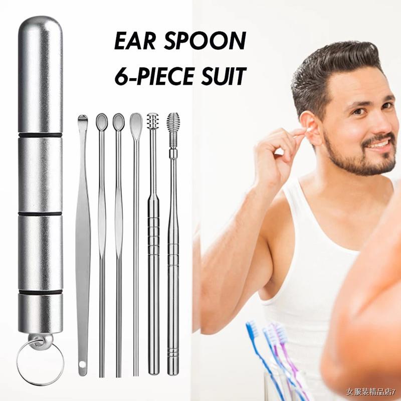 ■6/7/8PCS Ear Cleaner Earwax Removal Tool Earpick Curette Reusable Ear Cleaning Wax Remover Spring Spoon Ear Pick Cleans