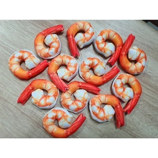 พวงกุญแจอาหาร กุ้งนึ่ง ทรงกลม ขนาด 13-14 ซม ของชำร่วย ของที่ระลึก ของแจกลูกค้า