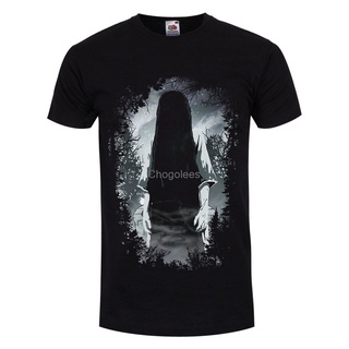 คอลูกเรือ【Ins】Gildan เสื้อยืดลําลอง ผ้าฝ้าย 100% พิมพ์ลาย Sadako Silhouette สีดํา สําหรับผู้ชายS-5XL