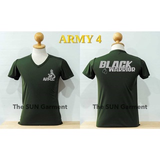 เสื้อรองในทหาร เสื้อยืด แขนสั้น-คอวี ผ้านาโน ARMY 4