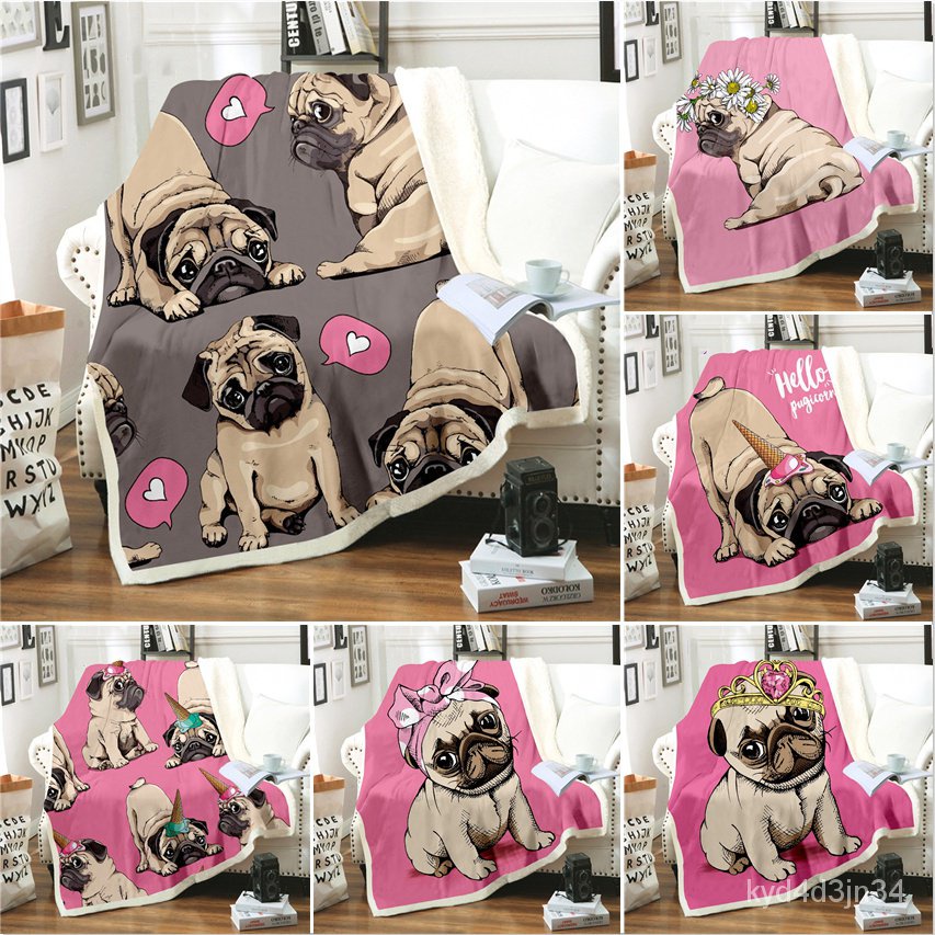 9 Styles Kids Anime Pug Dog 3D Blanket Fleece Cartoon Art Print ...