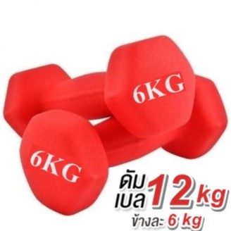ดัมเบล 6 Kg แพ็คคู่ (สีแดง)  dumbell dumbbell dumbells