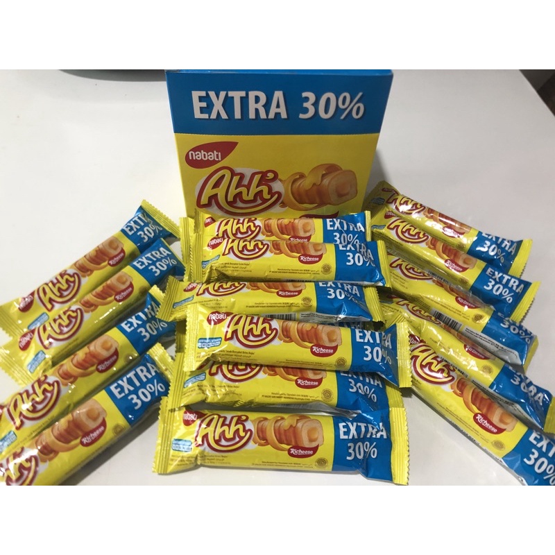 ขนมข้าวโพดอบกรอบรสชีส ahh 1 กล่อง 20 ชิ้น (แบบสั้น)