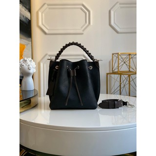 Louis LV M55906 Lv Muria drawstring solid bucket bag with perforated monogram and braided handle