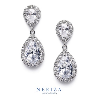 Neriza Jewelry/ ต่างหูระย้าออกงานเพชรสังเคราะห์ ประกายเทียบเท่าเพชรแท้ NE046