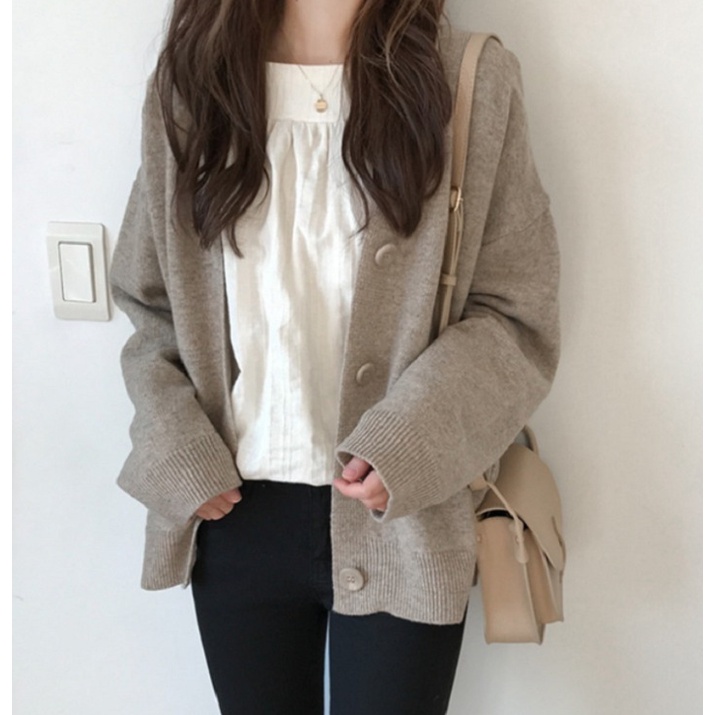 เสื้อคลุมไหมพรม Oversize แขนยาว คุณภาพดี เพิ่มความหนา กันหนาว