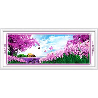 ชุดปักครอสติชพิมพ์ลาย ทุ่งลาเวนเดอร์ ดอกลาเวนเดอร์ (Lavender Cross stitch kit)