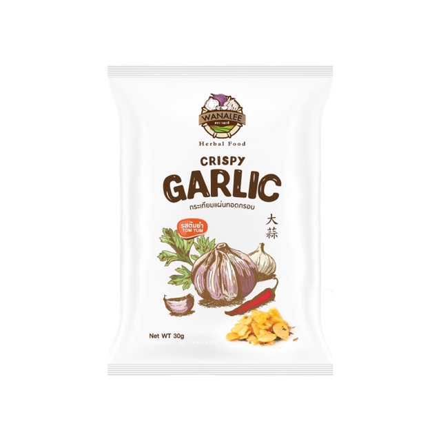 WANALEE - Crispy garlic กระเทียมแผ่นทอดกรอบ รสต้มยำ Tom yum