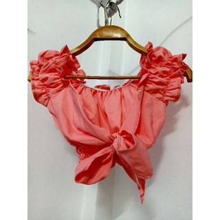 เสื้อครอปมัดโบว์หน้า