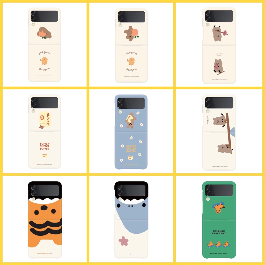 【Samsung Galaxy Z Flip 3 Case】 Hard Cute 10 Design Korean Collection Slim Hand Made Unique Polycarbonate Made in Korea