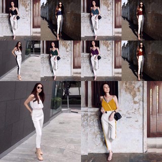 Set เสื้อสายเดี่ยว + กางเกงแต่งแถบ WS6922