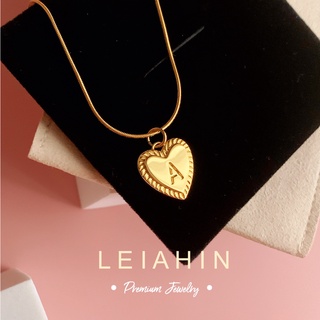 LEIAHIN สร้อยตัวอักษร สีดำไม่ลอก 100%สร้อยคอสเตนเลส ทอง 18K จี้ตัวอักษร หัวใจ เครื่องประดับแฟชั่น ของขวัญวันเกิด สไตล์เกาหลี สามารถใส่ตอนอาบน้ำได้