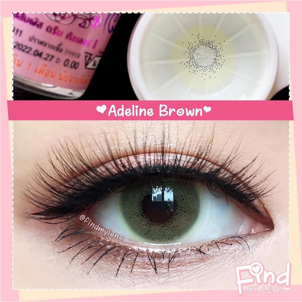 Adeline Brown (1)(2) สีน้ำตาล ตาฝรั่ง น้ำตาล Dream Color1 ฝาม่วง Contact Lens Bigeyes คอนแทคเลนส์ ค่าสายตา สายตาสั้น แฟช