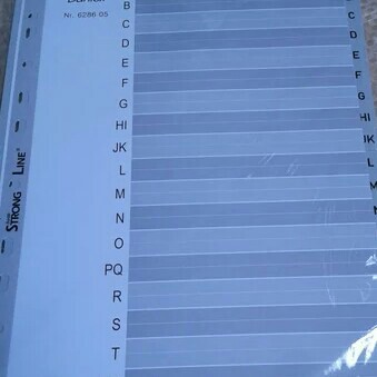 Bantex 6286-05 ดัชนีตัวอักษร AZ 21 แผ่น