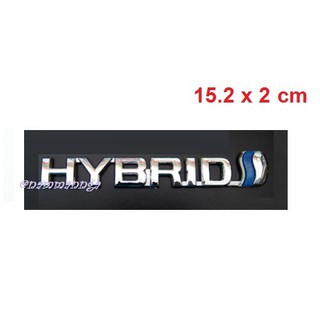 HYBRID ชุบโครเมี่ยม ขนาด 15.2x2 เซนติเมตร โลโก้ไฮบริด Chrome HYBRID logo สำหรับรถ ไฮบริด ทุกรุ่น โลโก้ ป้าย แผ่นป้าย