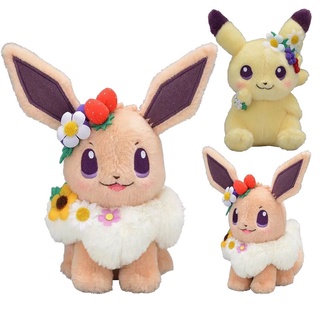 ตุ๊กตายัดนุ่น รูปโปเกม่อน Eevee &amp; Pikachu น่ารัก เหมาะกับของขวัญ แฟชั่นฤดูใบไม้ผลิ ของเล่นสําหรับเด็ก