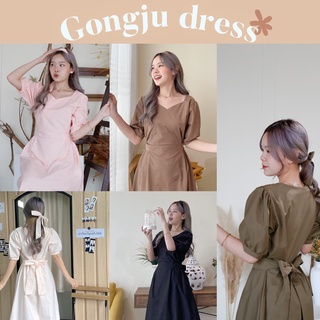 🔥พร้อมส่ง1-2วันถึง🔥 GONGJU DRESS แถมริบบิ้น เดรสเกาหลี แฟชั่น เดรสยาว เดรส คอเหลี่ยม แฟชั่นเกาหลี เดรสน่ารัก เดรสมินิมอล