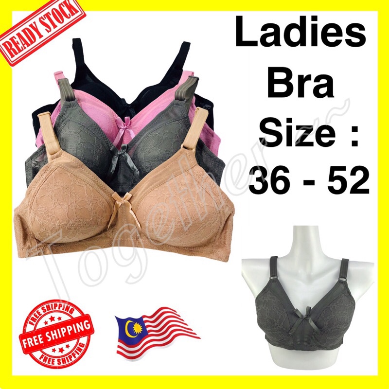 Together 36-52 Ladies Bra Plus Size C/D Full Cup Coverage Non Wired Bra Thin Sponge Lingerie Baju Da