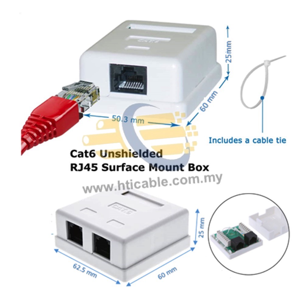 TM ผ่านกล่องแยกอินเทอร์เน็ต RJ45 CAT6 / แจ็คซ็อกเก็ตติดผนัง / 8P8C 1 Way 2 Way [RDVB1 / FDVB2]